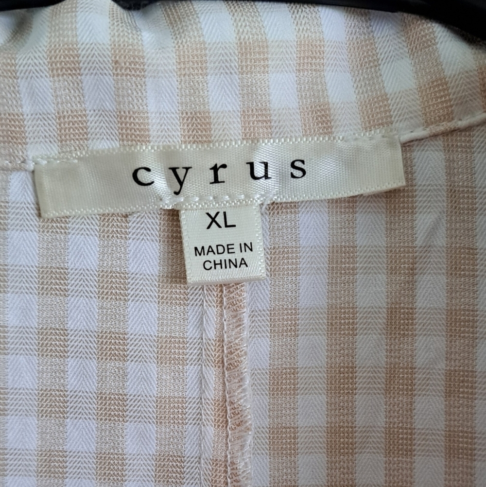 Cyrus Women's Taupe 2 Button Front Closure Gingham Blazer Size xl - Picture 4 of 6
